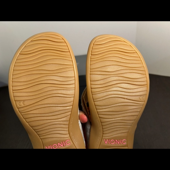 Vionic Lucia Snake Print/Crystals Toe-post Orthotic Sandals Grey/Beige/Pink 9.5 - Picture 12 of 16